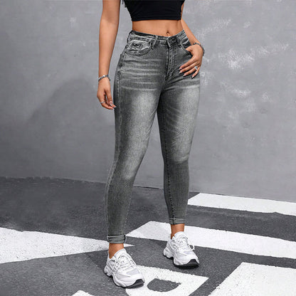 Damen-Jeans mit hoher Taille, dehnbarer Skinny-Passform