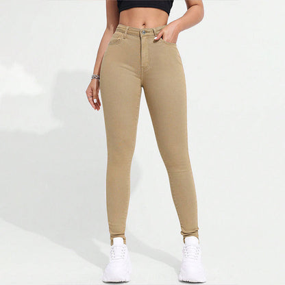 Damen-Jeans mit hoher Taille, dehnbarer Skinny-Passform