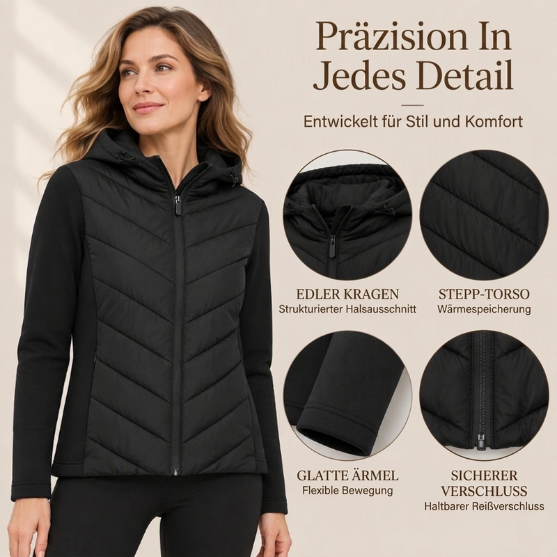 Damen Kapuze Patchwork gesteppte Wattierte Jacke