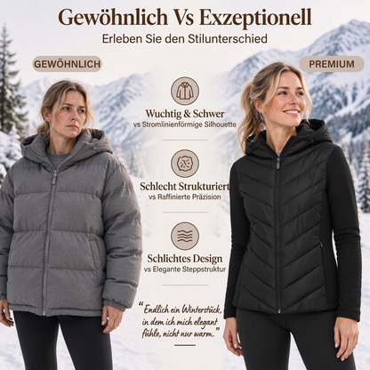 Damen Kapuze Patchwork gesteppte Wattierte Jacke