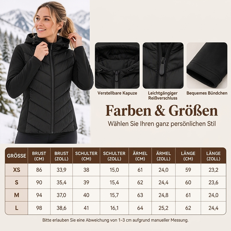 Damen Kapuze Patchwork gesteppte Wattierte Jacke