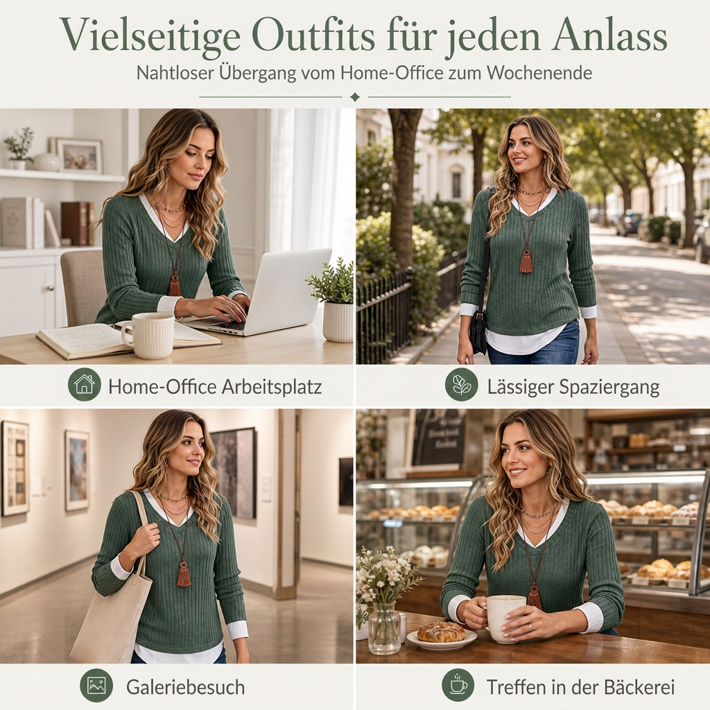 ⏰ Countdown läuft – 50% nur noch 3 Tage! Kunst-Zweiteiliger, geschichteter Strickpullover, lässiges Sweatshirt-Oberteil