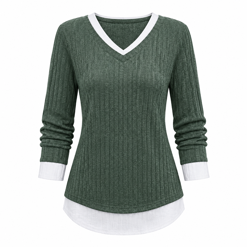 ⏰ Countdown läuft – 50% nur noch 3 Tage! Kunst-Zweiteiliger, geschichteter Strickpullover, lässiges Sweatshirt-Oberteil