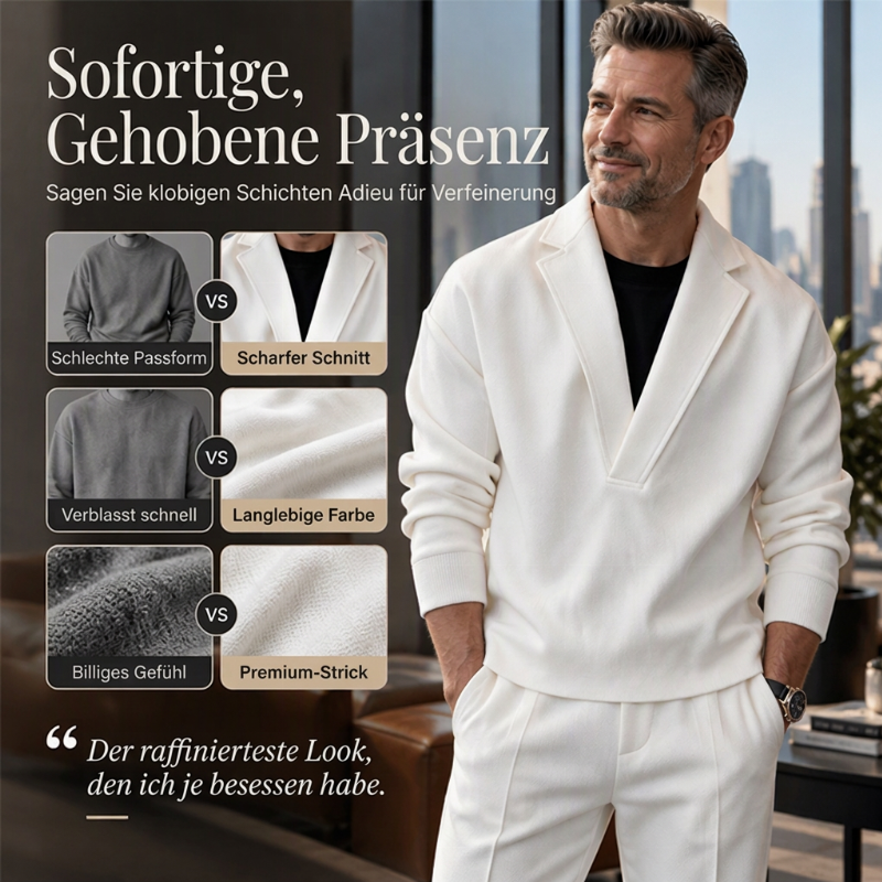 🥳Jetzt bestellen – Versand gratis!🥳 Herren-Twill-Pyjama Set mit Reverskragen und Hose