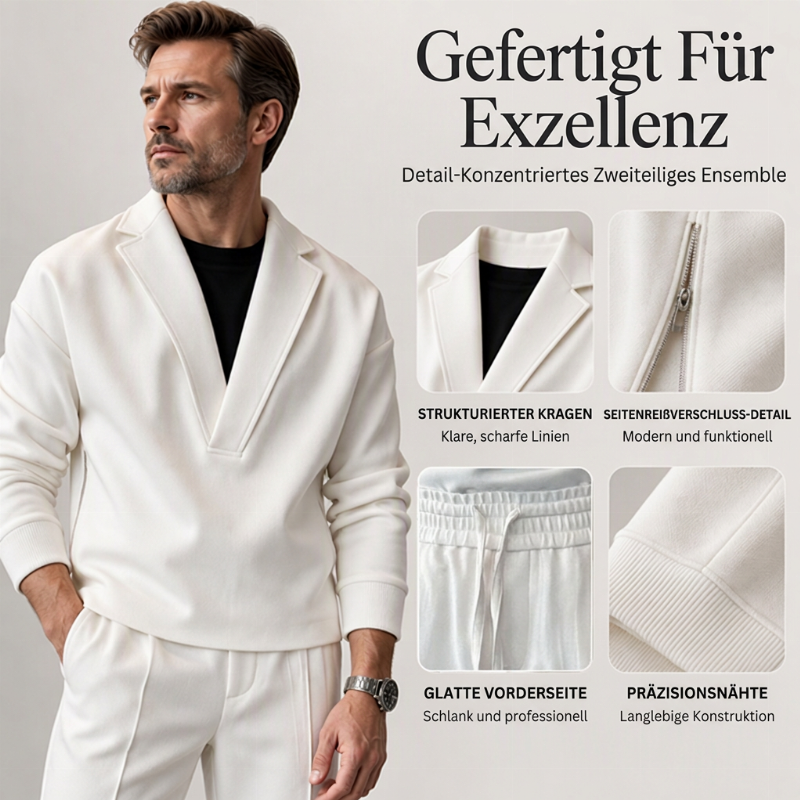 🥳Jetzt bestellen – Versand gratis!🥳 Herren-Twill-Pyjama Set mit Reverskragen und Hose