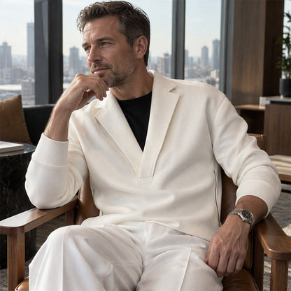 🥳Jetzt bestellen – Versand gratis!🥳 Herren-Twill-Pyjama Set mit Reverskragen und Hose