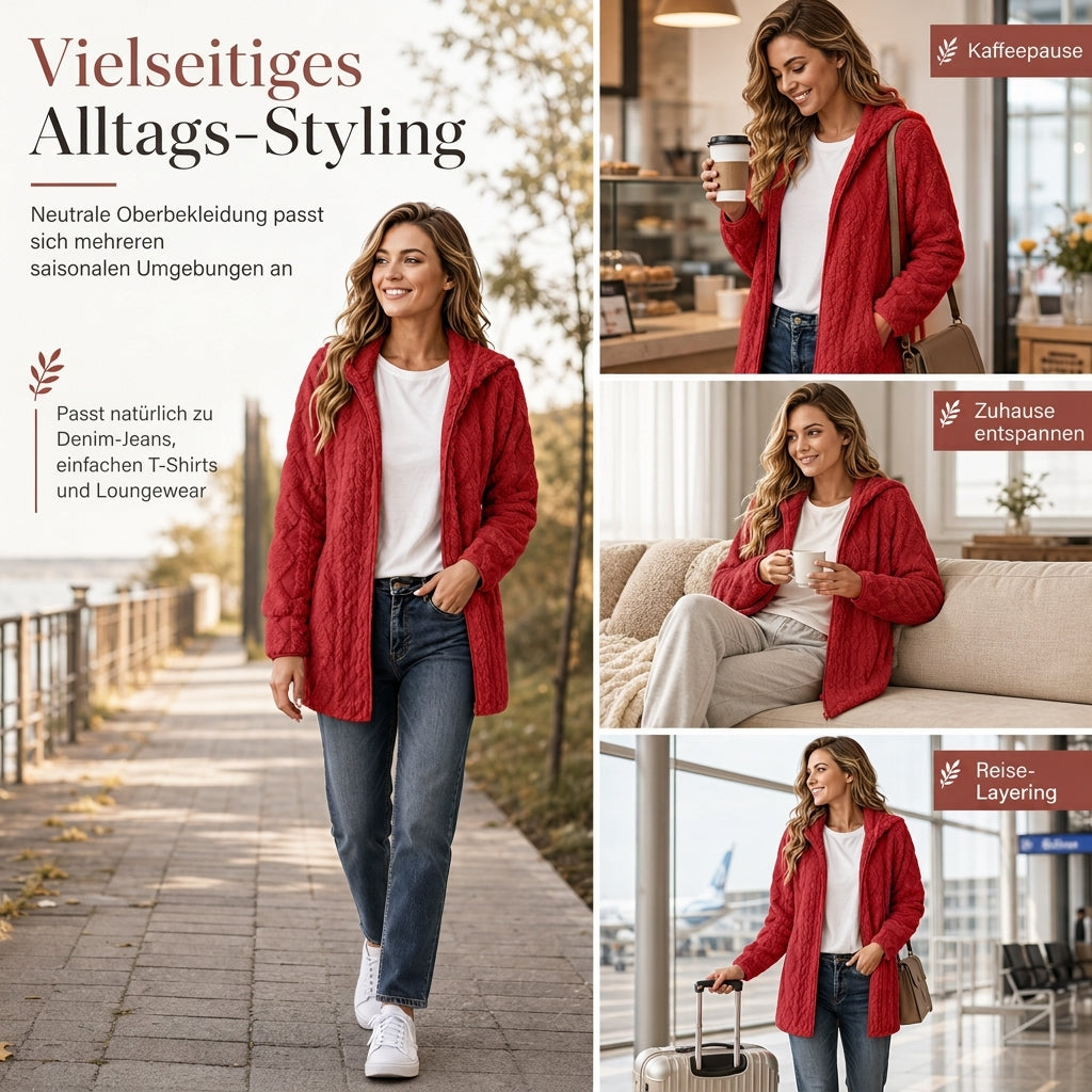 Freizeit-Plüschkapuzenjacke für Damen