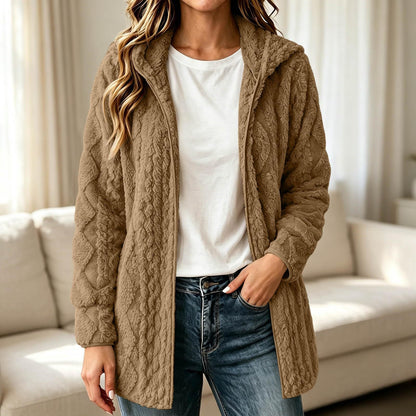 Freizeit-Plüschkapuzenjacke für Damen