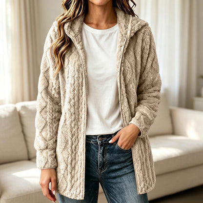 Freizeit-Plüschkapuzenjacke für Damen
