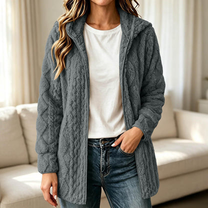 Freizeit-Plüschkapuzenjacke für Damen