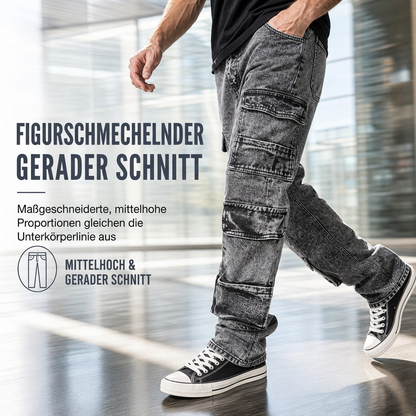 💞Top bewertet + 50% Rabatt!💞 Retro gewaschene Cargo-Jeans mit weitem Bein, Y2K High-Street-Denim-Hose mit Taschen