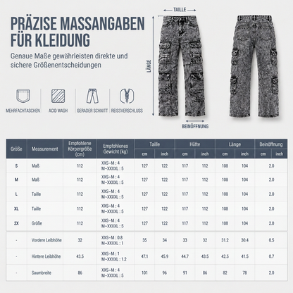 💞Top bewertet + 50% Rabatt!💞 Retro gewaschene Cargo-Jeans mit weitem Bein, Y2K High-Street-Denim-Hose mit Taschen