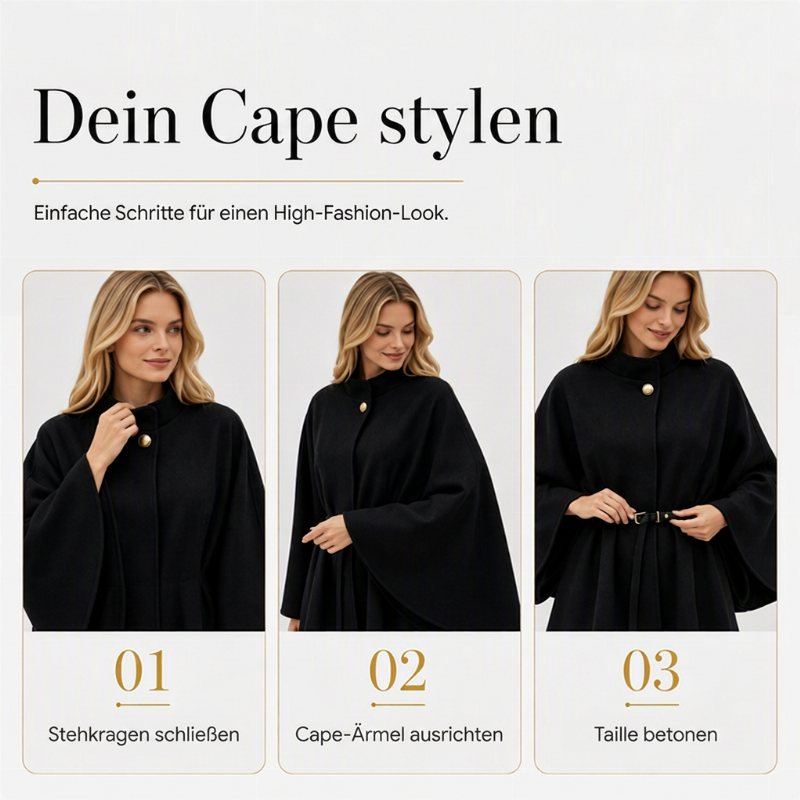 📢🎉50%Rabatt!!!🛍️✨Eleganter Damen-Cape-Mantel mit Stehkragen