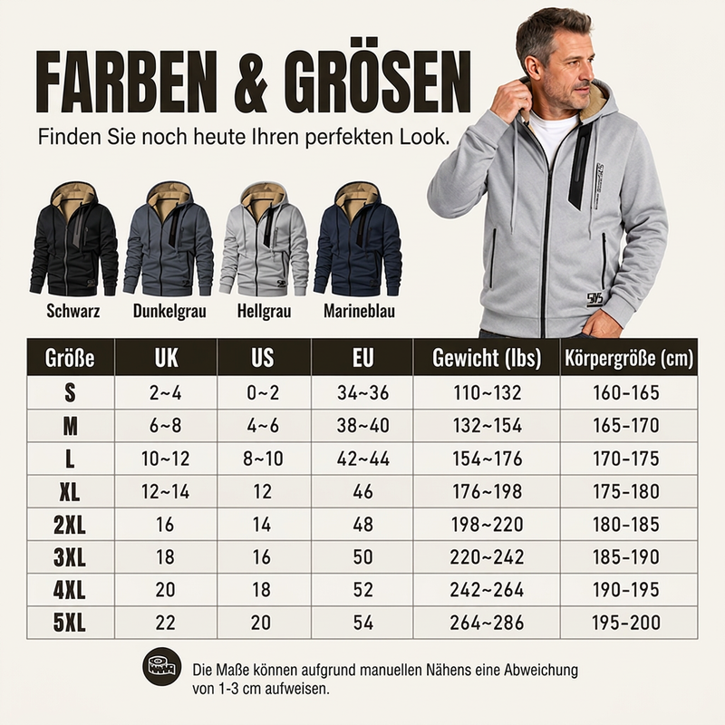 Warm gefütterte Kapuzenjacke für Herren für den Winter