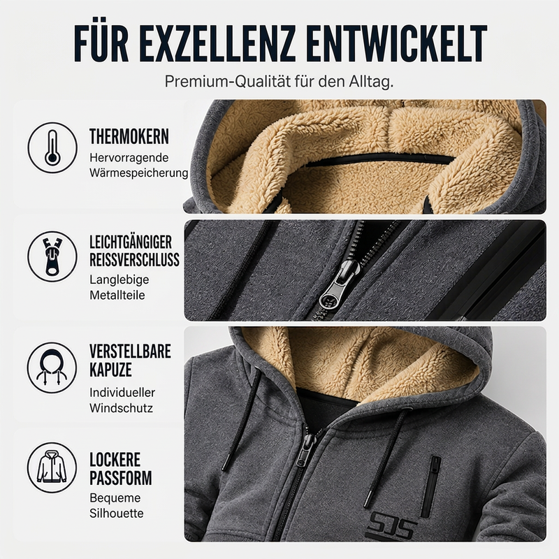 Warm gefütterte Kapuzenjacke für Herren für den Winter
