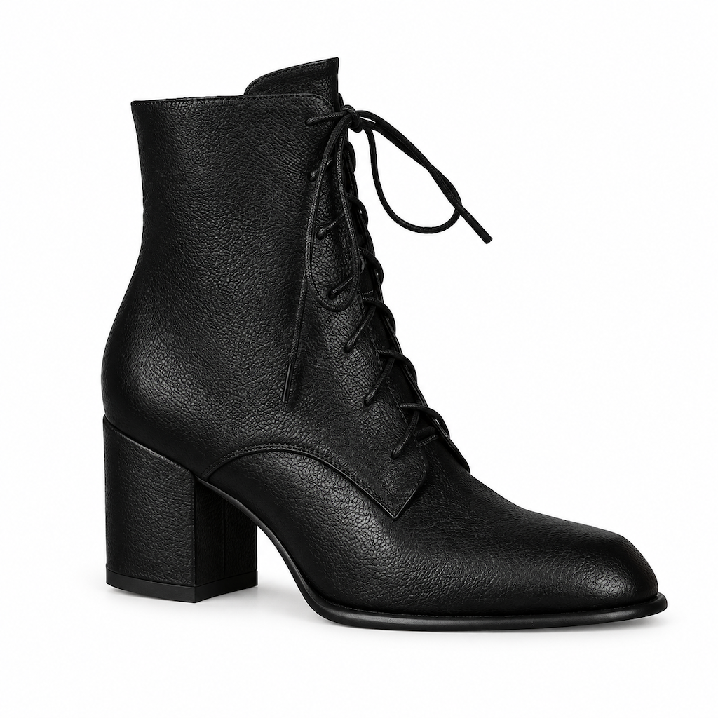 Damen Vintage Britischer-Stil Schnürstiefel Mit Spitzer Zehenpartie Und Block-Mittelabsatz