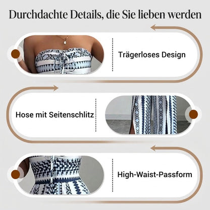 ✨ Damen Jumpsuit schulterfrei floral im Boho-Stil – Eleganter Sommer-Overall mit Bardot-Ausschnitt – Fließend, leicht & perfekt für Festivals, Strand oder romantische Sommerabende 🌸