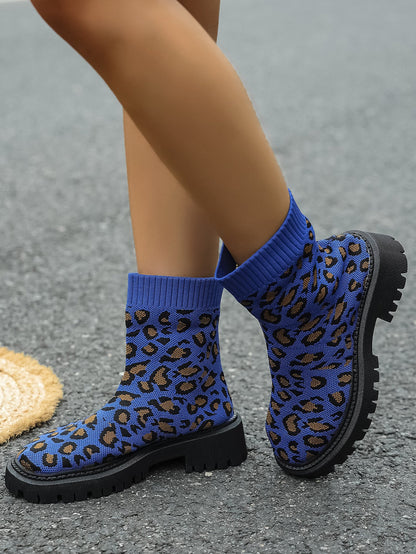Under the Neon Leopard knitted sock boots