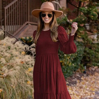 Autumnal Orange Maxi Dress - Clara