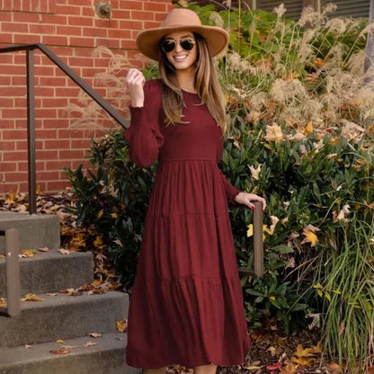 Autumnal Orange Maxi Dress - Clara