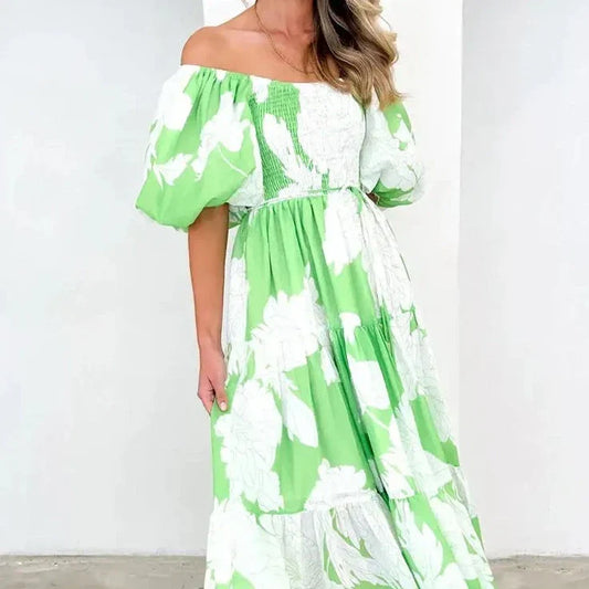 Fashionable Blue Floral Dress - Vanessa