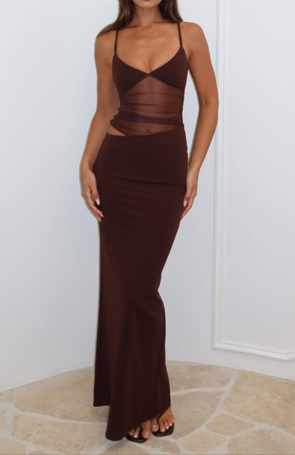 Guadalupe Maxi Dress – Chocolate Brown