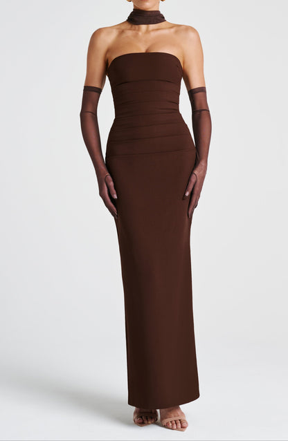 Mafalda Maxi Dress – Plum Brown