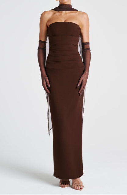 Mafalda Maxi Dress – Plum Brown